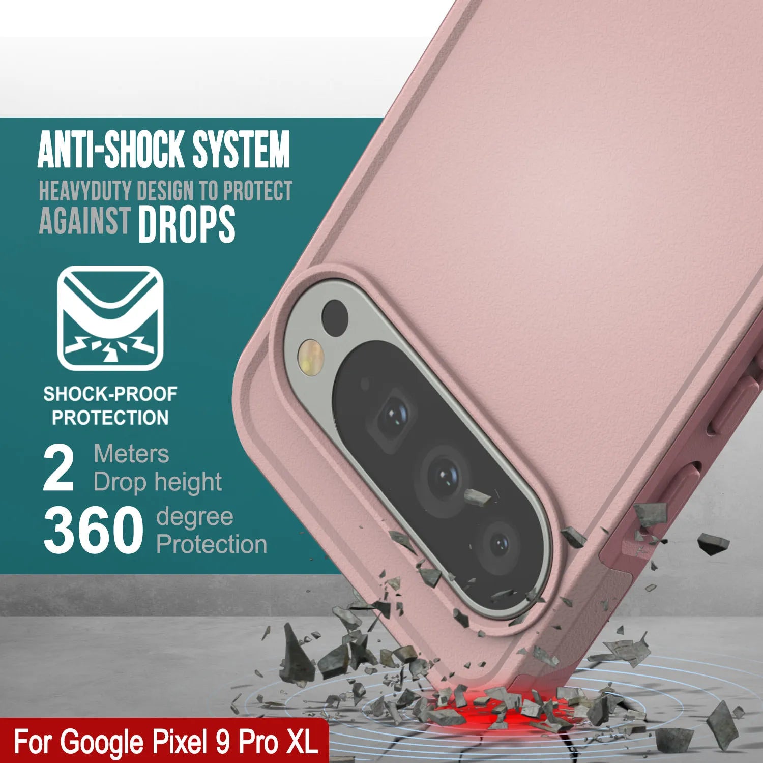 PunkCase Google Pixel 9 Pro XL Case, [Spartan 2.0 Series] Clear Rugged Heavy Duty Cover W/Built in Screen Protector [Pink]