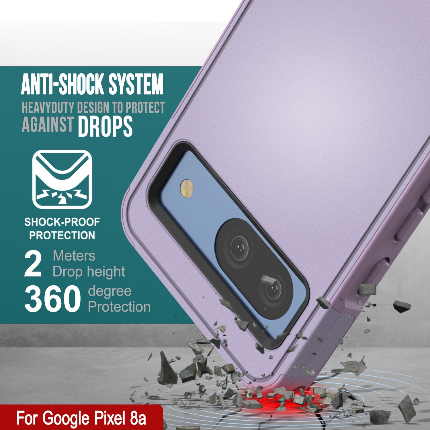 PunkCase Google Pixel 9 Pro XL Case, [Spartan 2.0 Series] Clear Rugged Heavy Duty Cover W/Built in Screen Protector [Lilac]