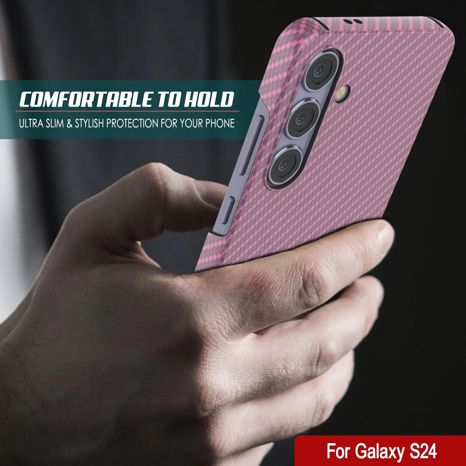 Galaxy S24 Case, Punkcase CarbonShield, Heavy Duty & Ultra Thin Cover [shockproof][non slip] [Pink]