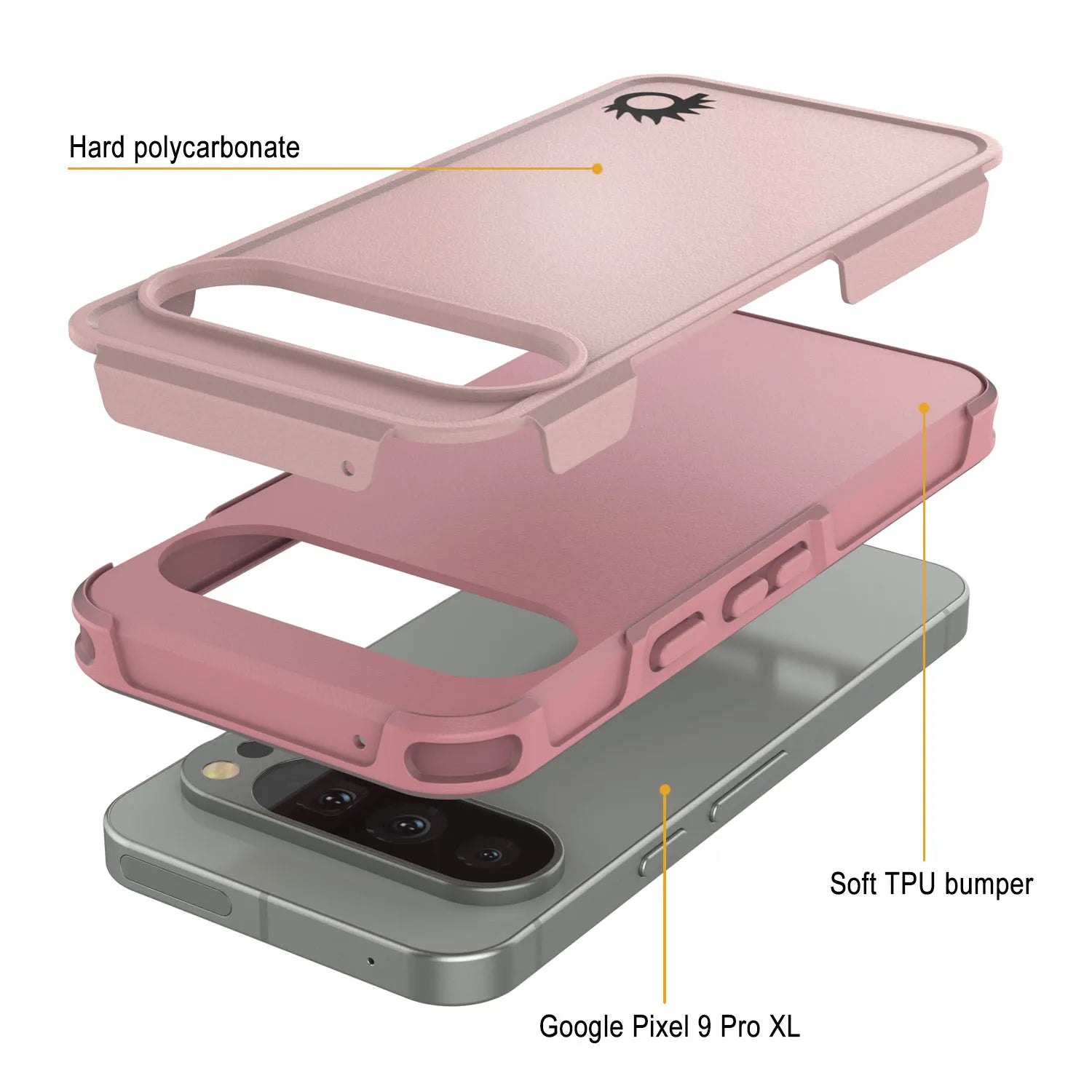 PunkCase Google Pixel 9 Pro XL Case, [Spartan 2.0 Series] Clear Rugged Heavy Duty Cover W/Built in Screen Protector [Pink]