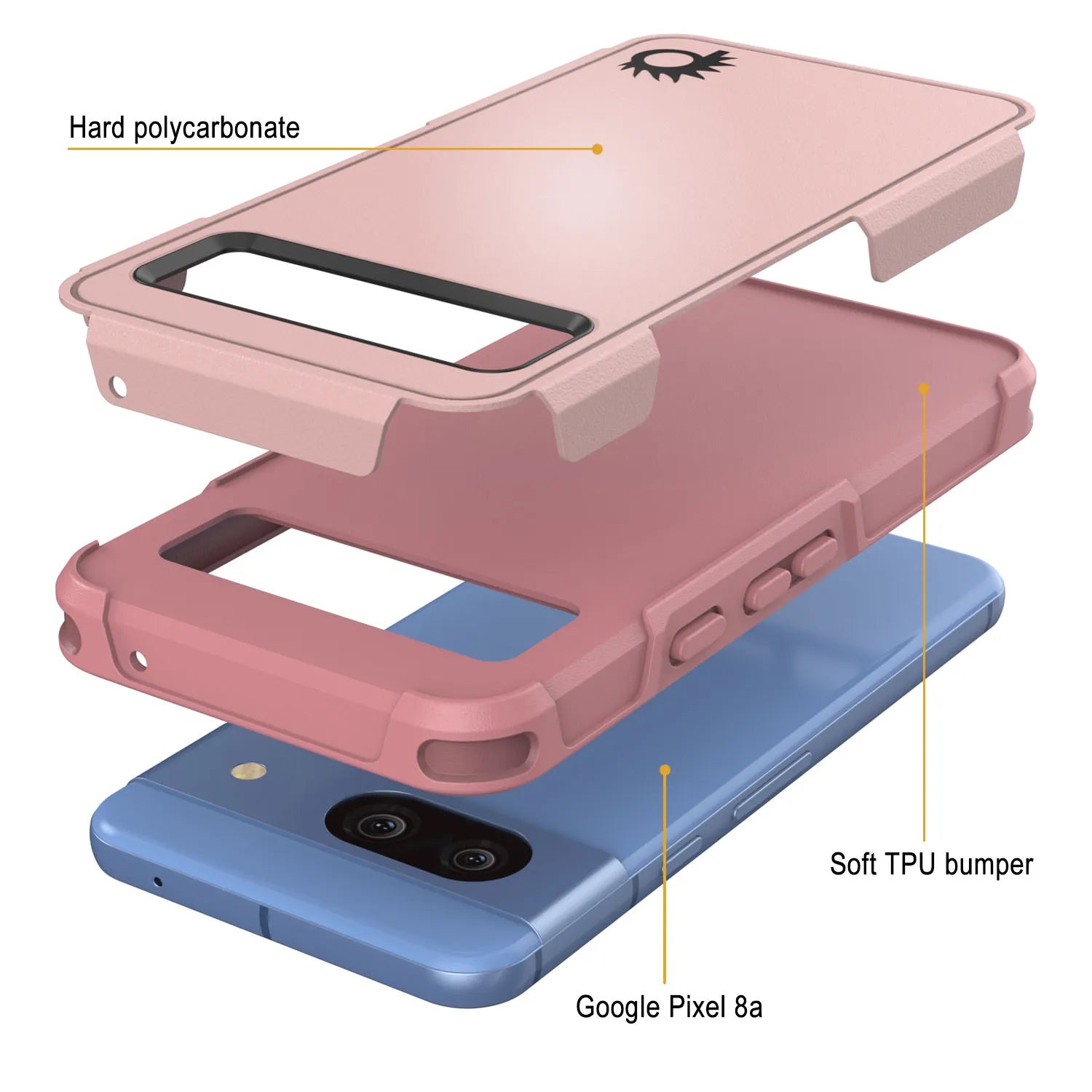 PunkCase Google Pixel 9 Pro Case, [Spartan 2.0 Series] Clear Rugged Heavy Duty Cover W/Built in Screen Protector [Pink]