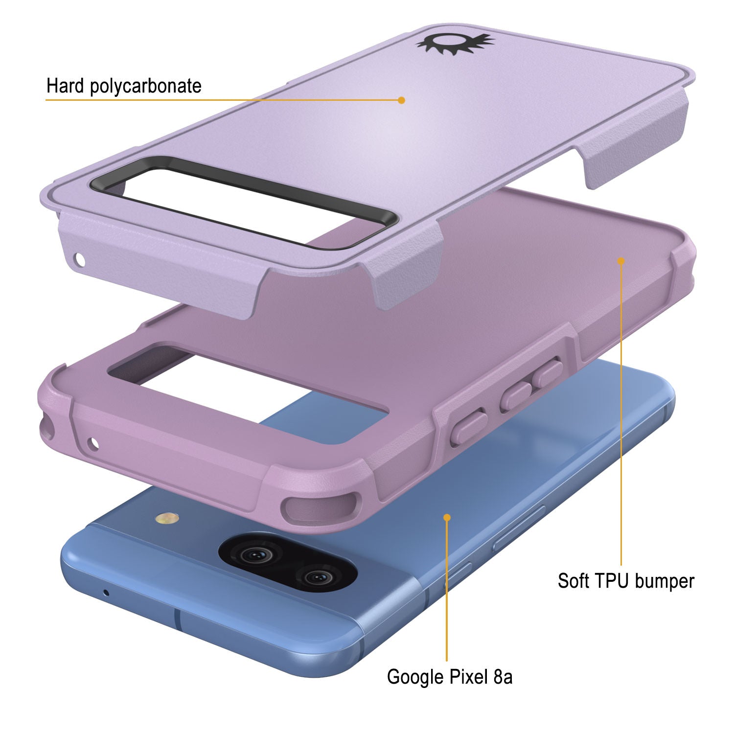 PunkCase Google Pixel 9 Case, [Spartan 2.0 Series] Clear Rugged Heavy Duty Cover W/Built in Screen Protector [Lilac]