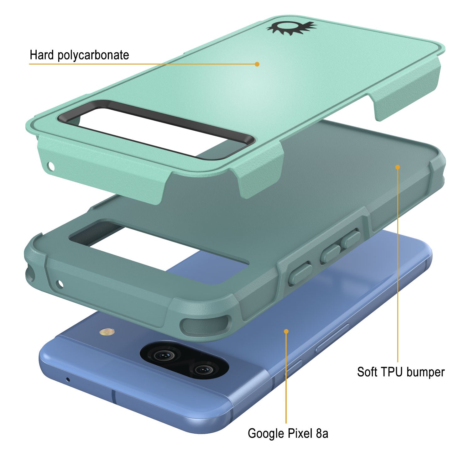 PunkCase Google Pixel 9 Pro XL Case, [Spartan 2.0 Series] Clear Rugged Heavy Duty Cover W/Built in Screen Protector [Teal]