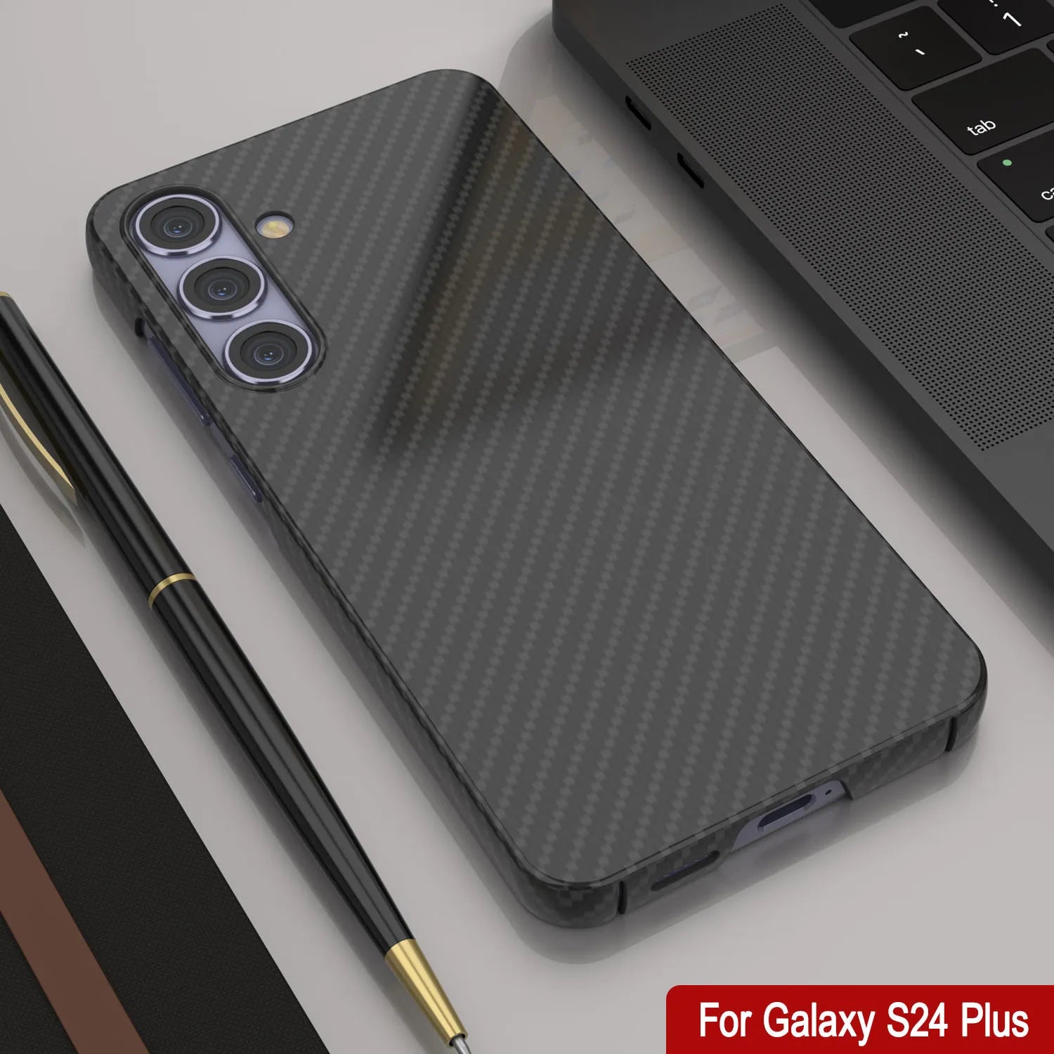 Galaxy S24 Plus Case, Punkcase CarbonShield, Heavy Duty & Ultra Thin Cover [shockproof][non slip] [Black]