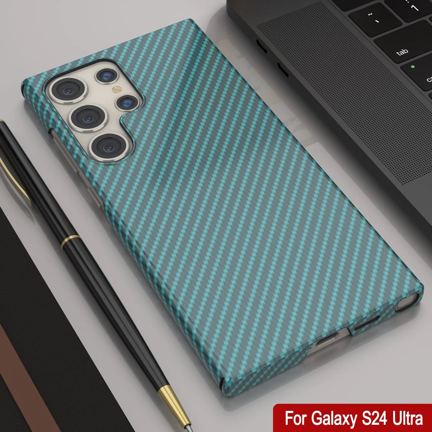 Galaxy S24 Ultra Case, Punkcase CarbonShield, Heavy Duty & Ultra Thin Cover [shockproof][non slip] [Teal]