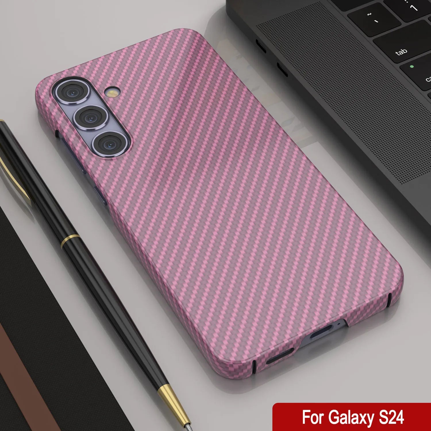 Galaxy S24 Case, Punkcase CarbonShield, Heavy Duty & Ultra Thin Cover [shockproof][non slip] [Pink]