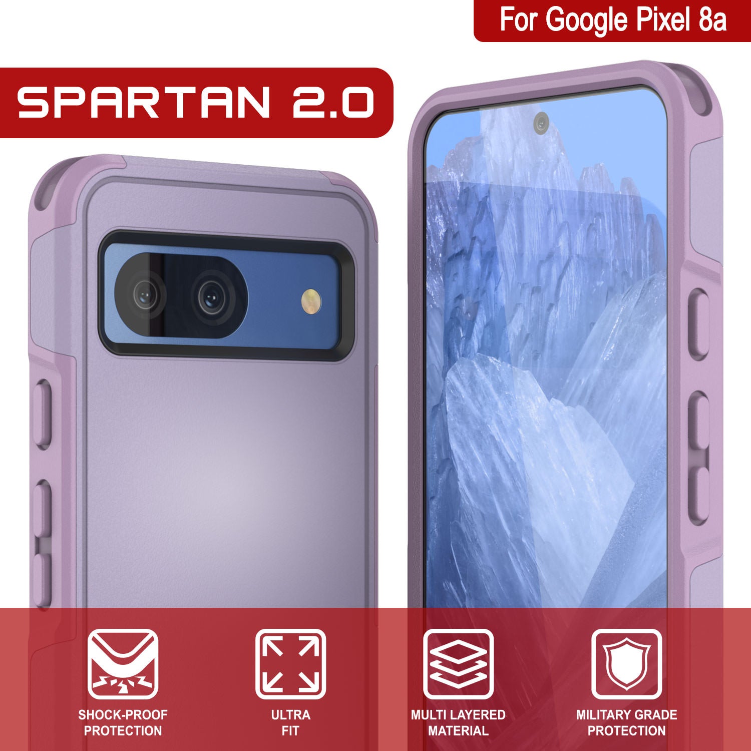 PunkCase Google Pixel 9 Pro XL Case, [Spartan 2.0 Series] Clear Rugged Heavy Duty Cover W/Built in Screen Protector [Lilac]