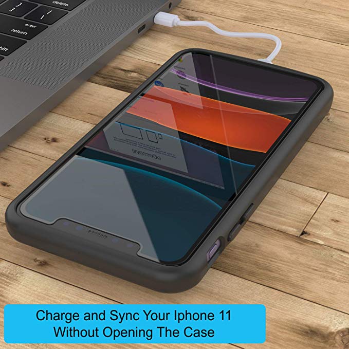 iPhone 11 Battery Case, PunkJuice 5000mAH Fast Charging Power Bank W/ Screen Protector | [Black]