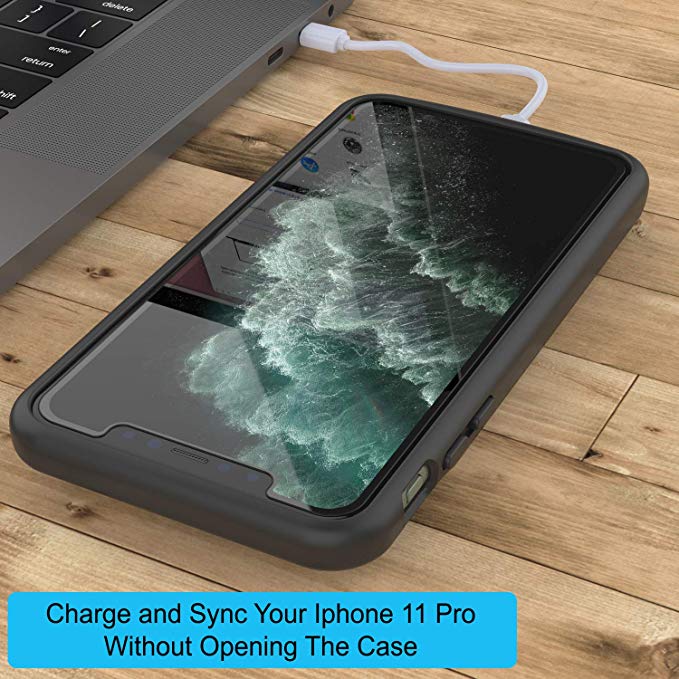 iPhone 11 Pro Battery Case, PunkJuice 5000mAH Fast Charging Power Bank W/ Screen Protector | [Black]