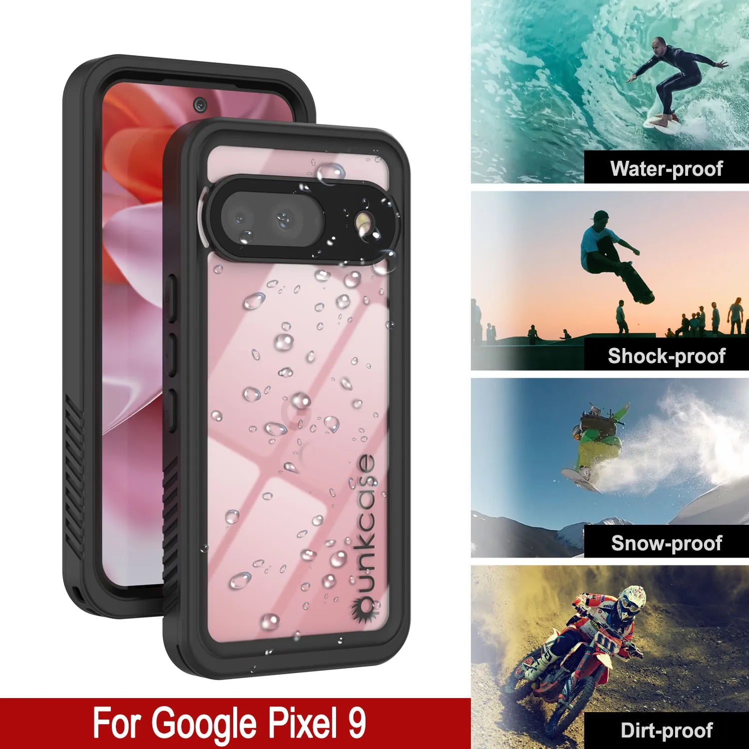 Google Pixel 9  Waterproof Case, Punkcase [Extreme Series] Armor Cover W/ Built In Screen Protector [Black]