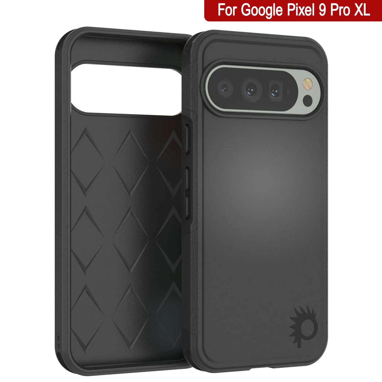 PunkCase Google Pixel 9 Pro XL Case, [Spartan 2.0 Series] Clear Rugged Heavy Duty Cover W/Built in Screen Protector [Black]