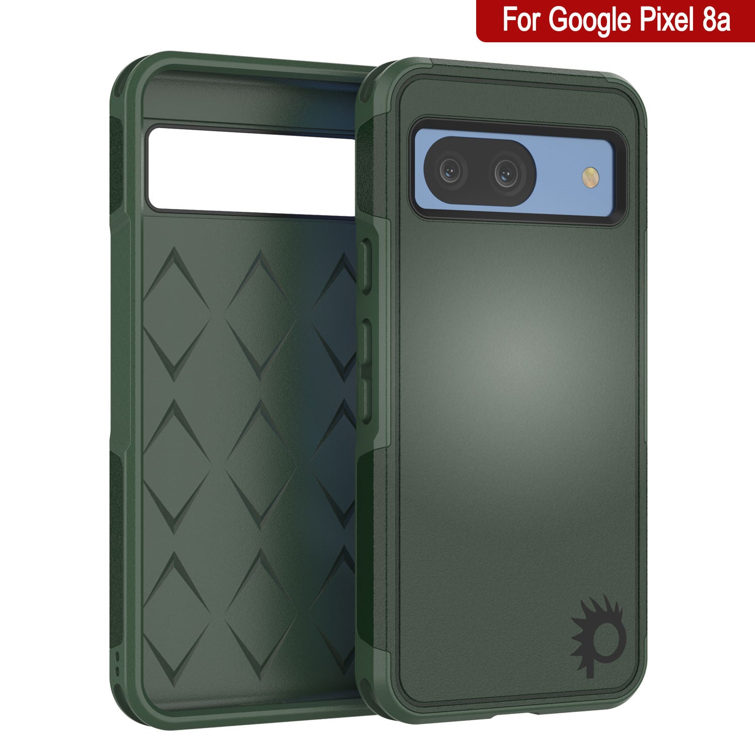 PunkCase Google Pixel 9 Pro Case, [Spartan 2.0 Series] Clear Rugged Heavy Duty Cover W/Built in Screen Protector [Dark Green]