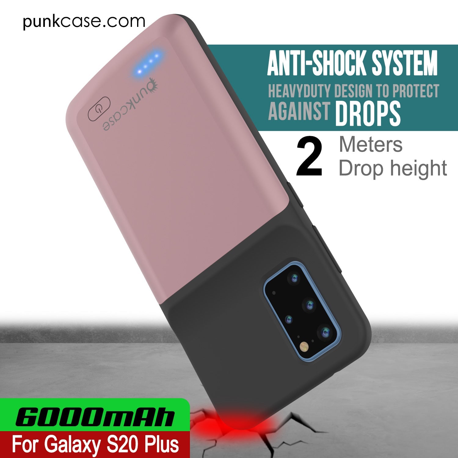 PunkJuice S20+ Plus Battery Case Rose - Fast Charging Power Juice Bank with 6000mAh