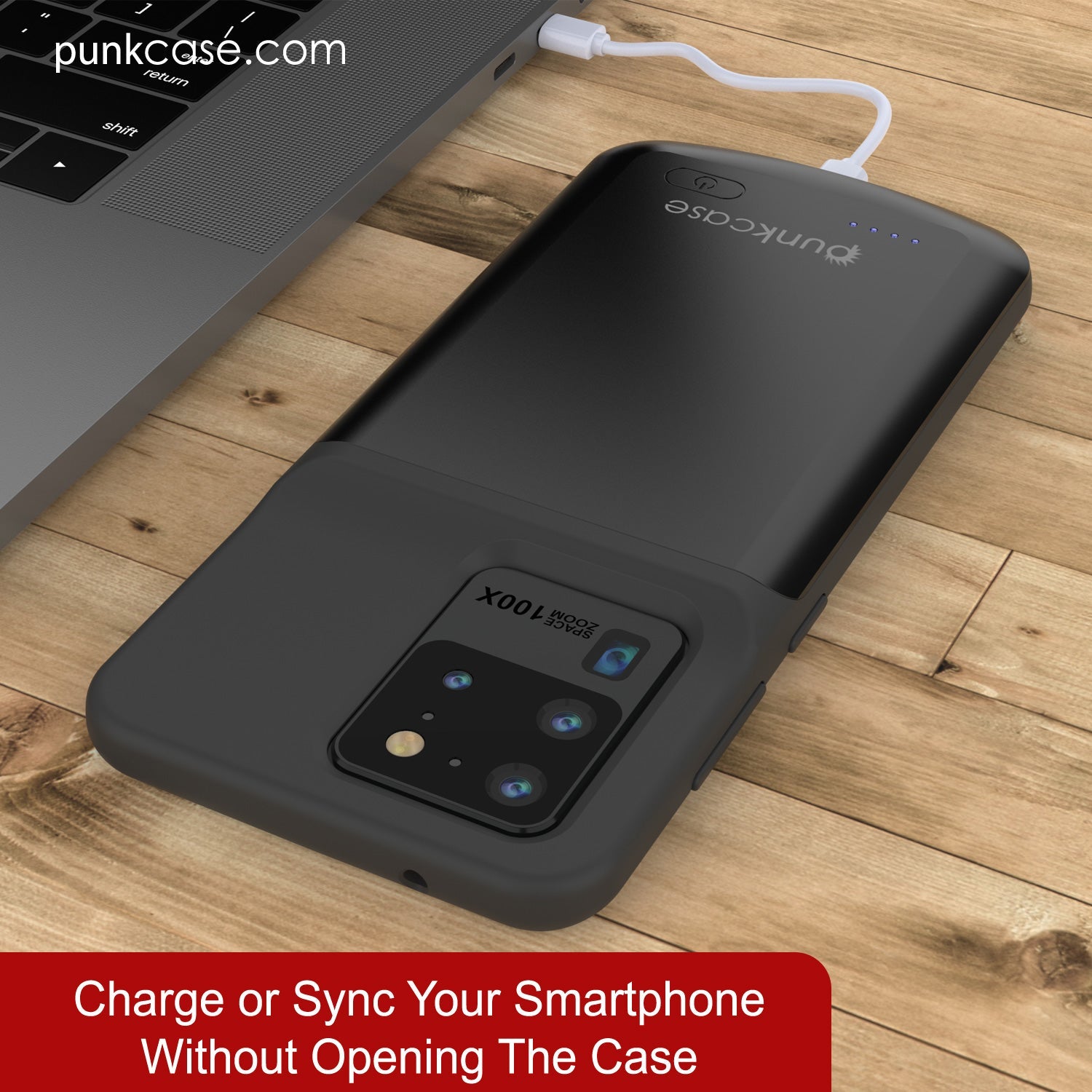 PunkJuice S20 Ultra Battery Case All Black - Fast Charging Power Juice Bank with 6000mAh