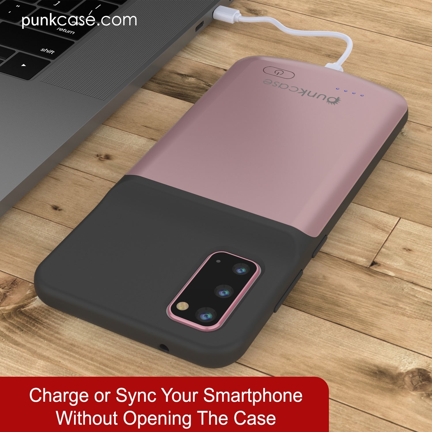 PunkJuice S20 Battery Case Rose - Fast Charging Power Juice Bank with 4800mAh