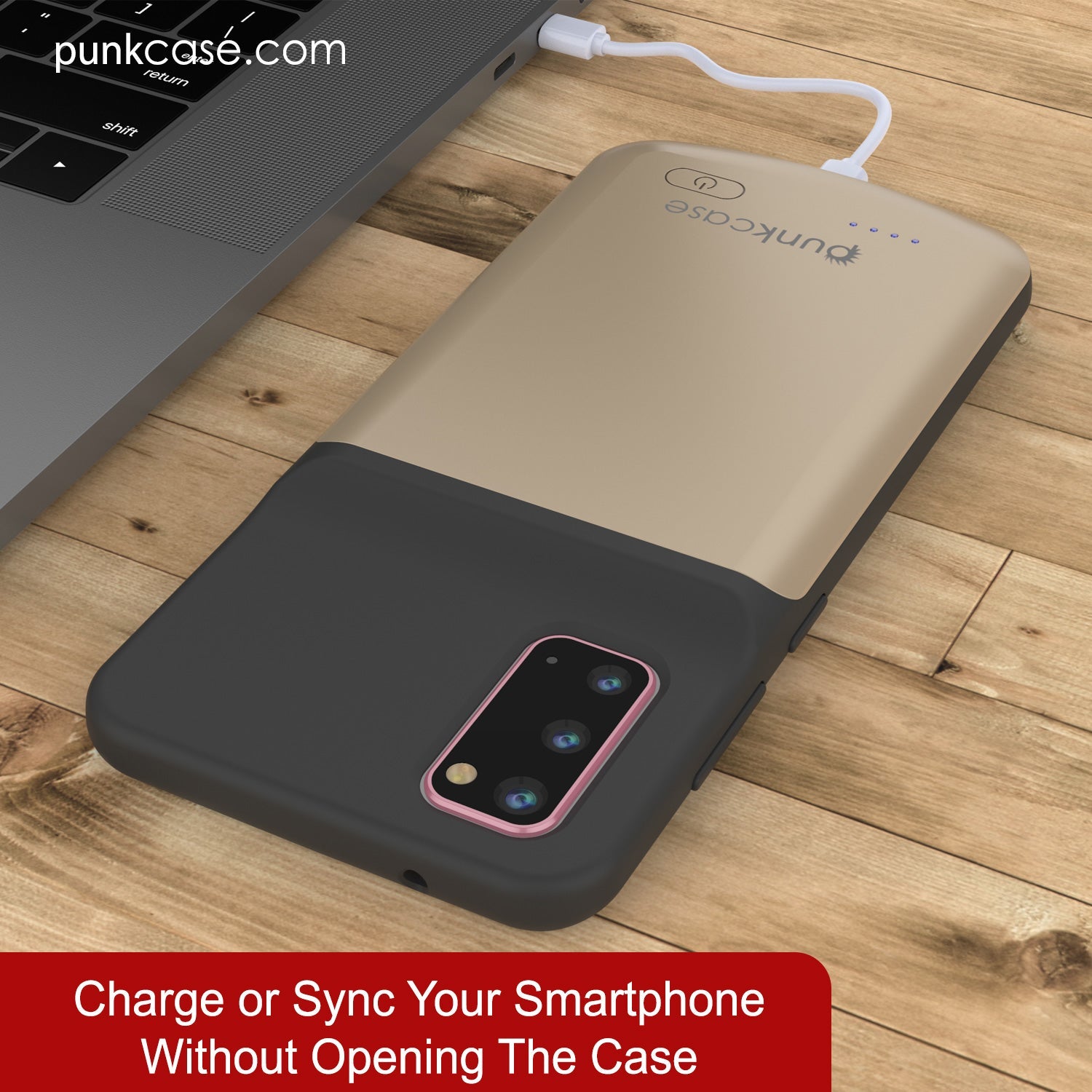 PunkJuice S20 Battery Case Gold - Fast Charging Power Juice Bank with 4800mAh