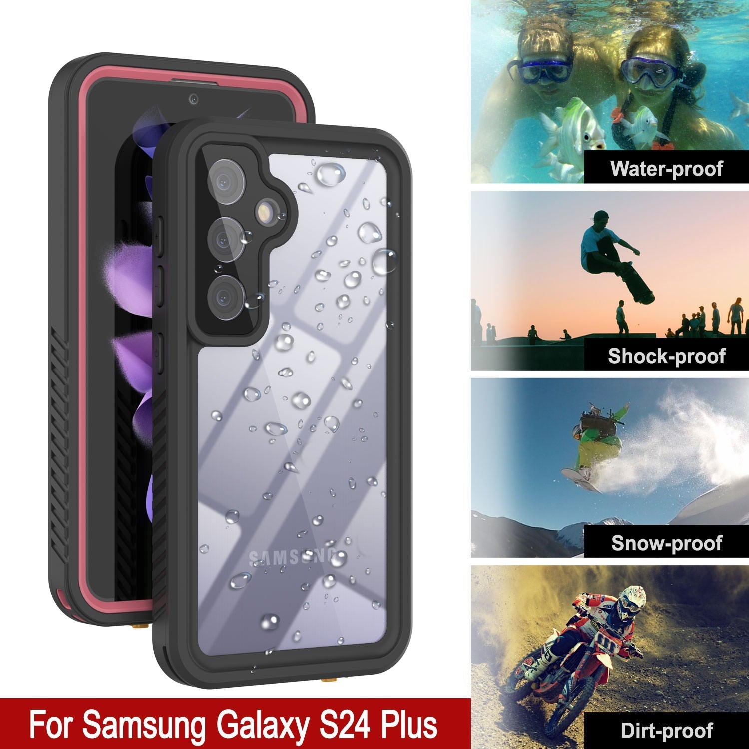 Galaxy S25+ Plus Water/ Shockproof [Extreme Series] With Screen Protector Case [Pink]