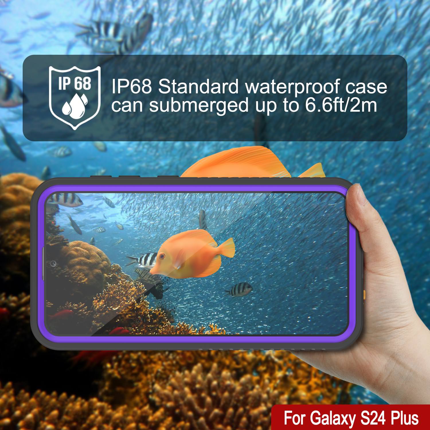 Galaxy S24+ Plus Waterproof Case PunkCase StudStar Purple Thin 6.7ft Underwater IP68 Shock/Snow Proof