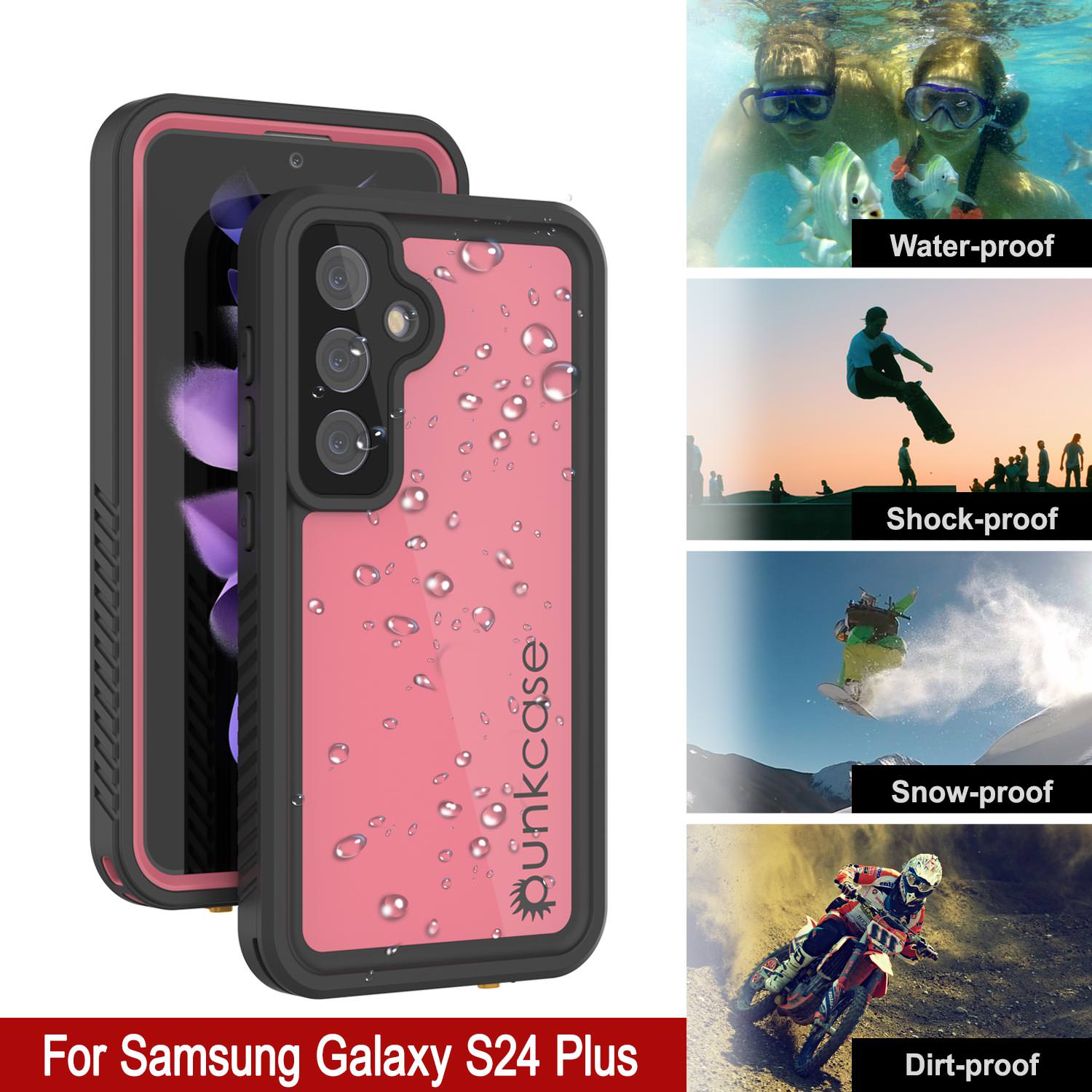 Galaxy S24+ Plus Waterproof Case PunkCase StudStar Pink Thin 6.7ft Underwater IP68 Shock/Snow Proof