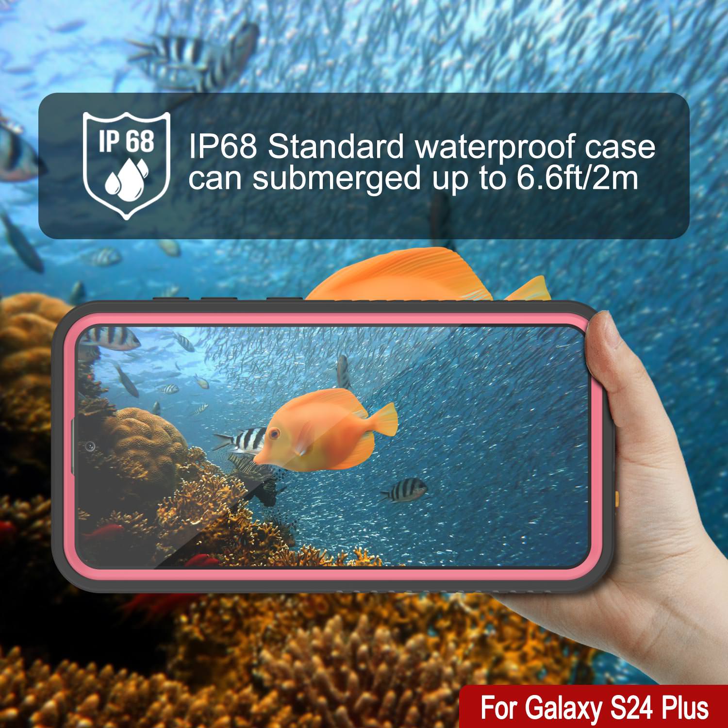 Galaxy S24+ Plus Waterproof Case PunkCase StudStar Pink Thin 6.7ft Underwater IP68 Shock/Snow Proof