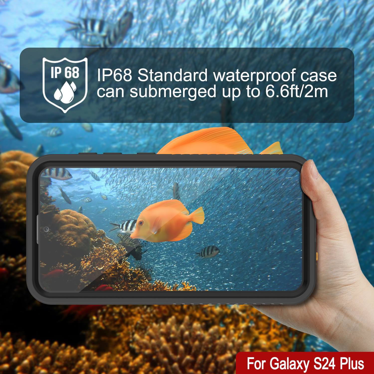 Galaxy S24+ Plus Waterproof Case PunkCase StudStar Black Thin 6.7ft Underwater IP68 Shock/Snow Proof