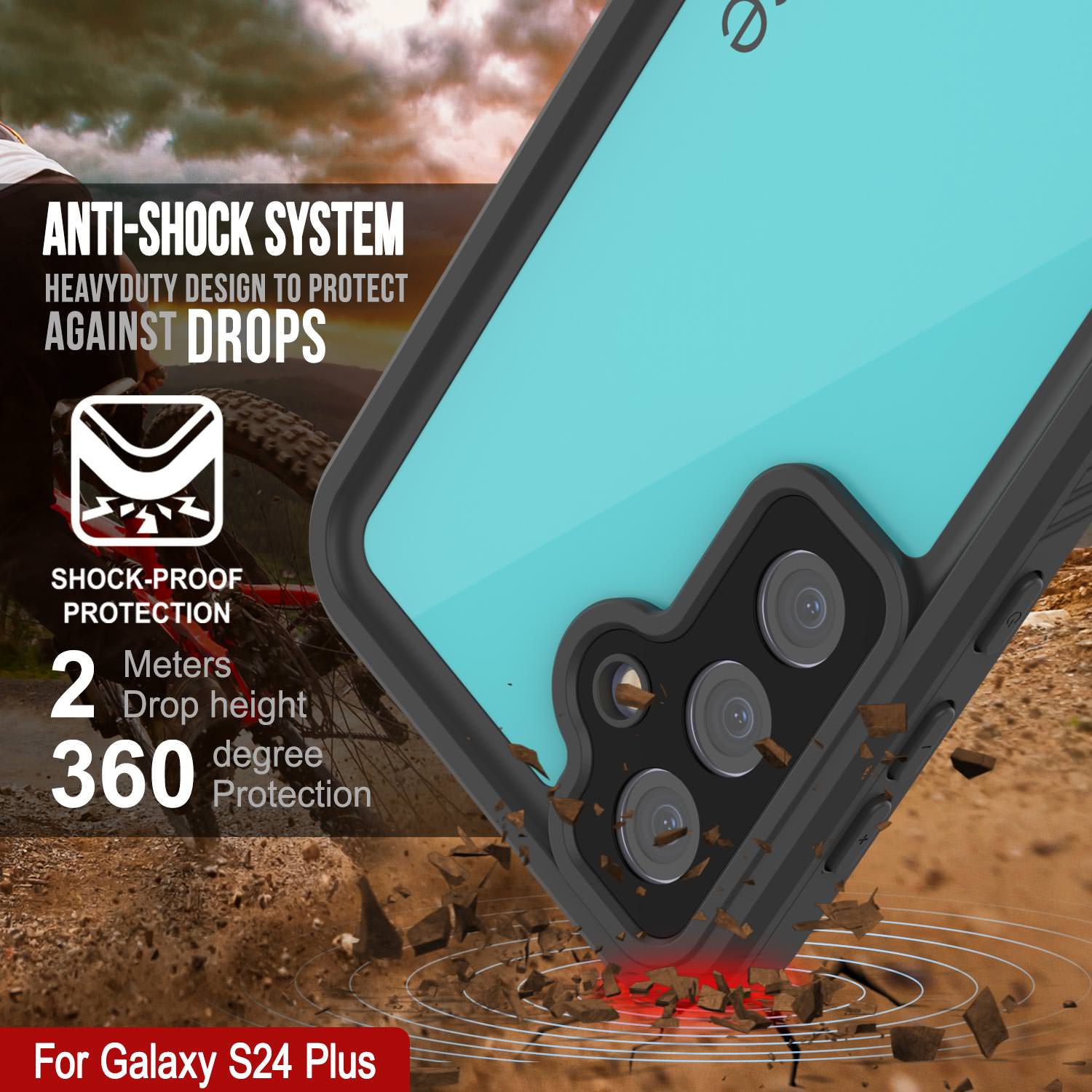 Galaxy S25+ Plus Waterproof Case PunkCase StudStar Teal Thin 6.7ft Underwater IP68 Shock/Snow Proof