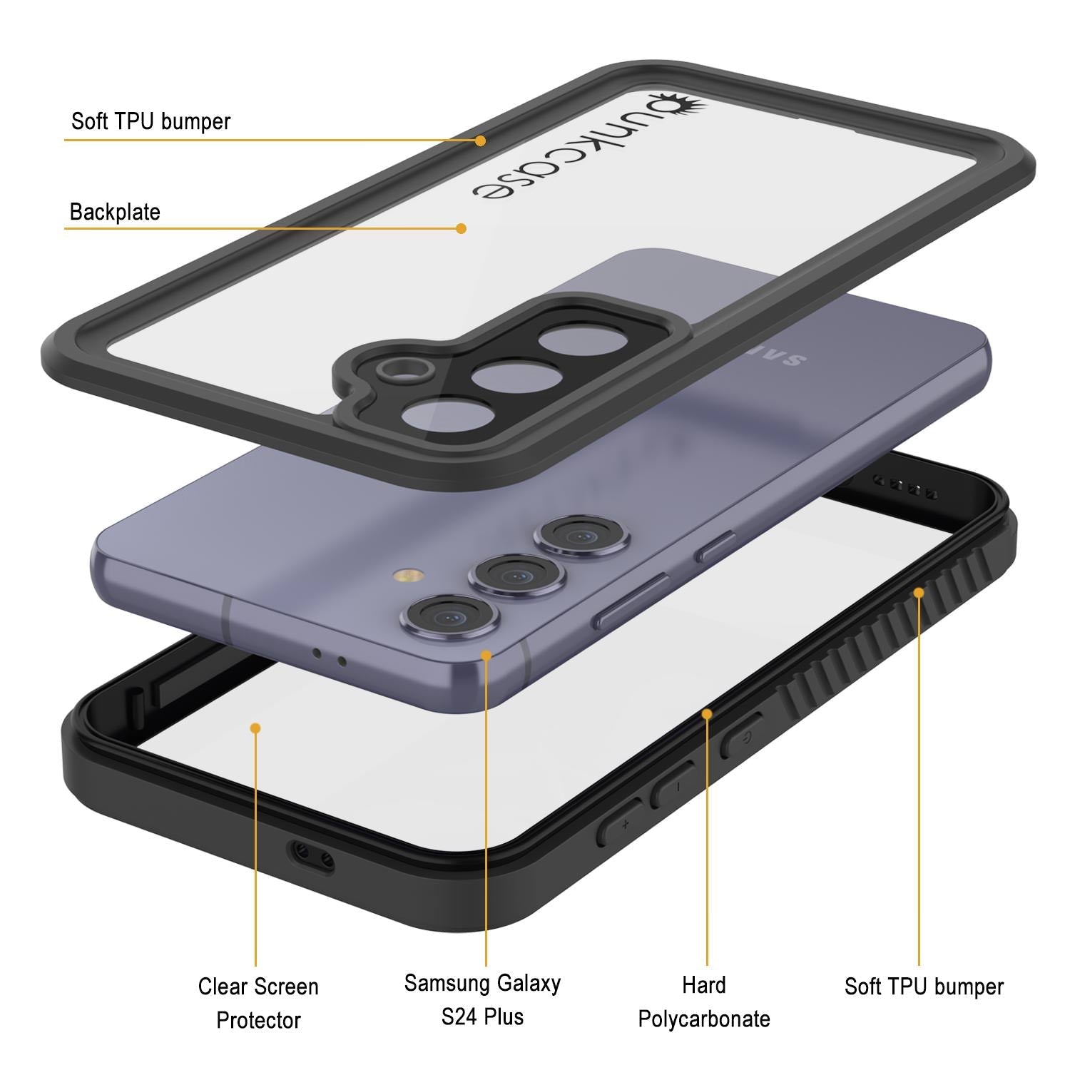 Galaxy S24+ Plus Waterproof Case PunkCase StudStar Clear Thin 6.7ft Underwater IP68 Shock/Snow Proof