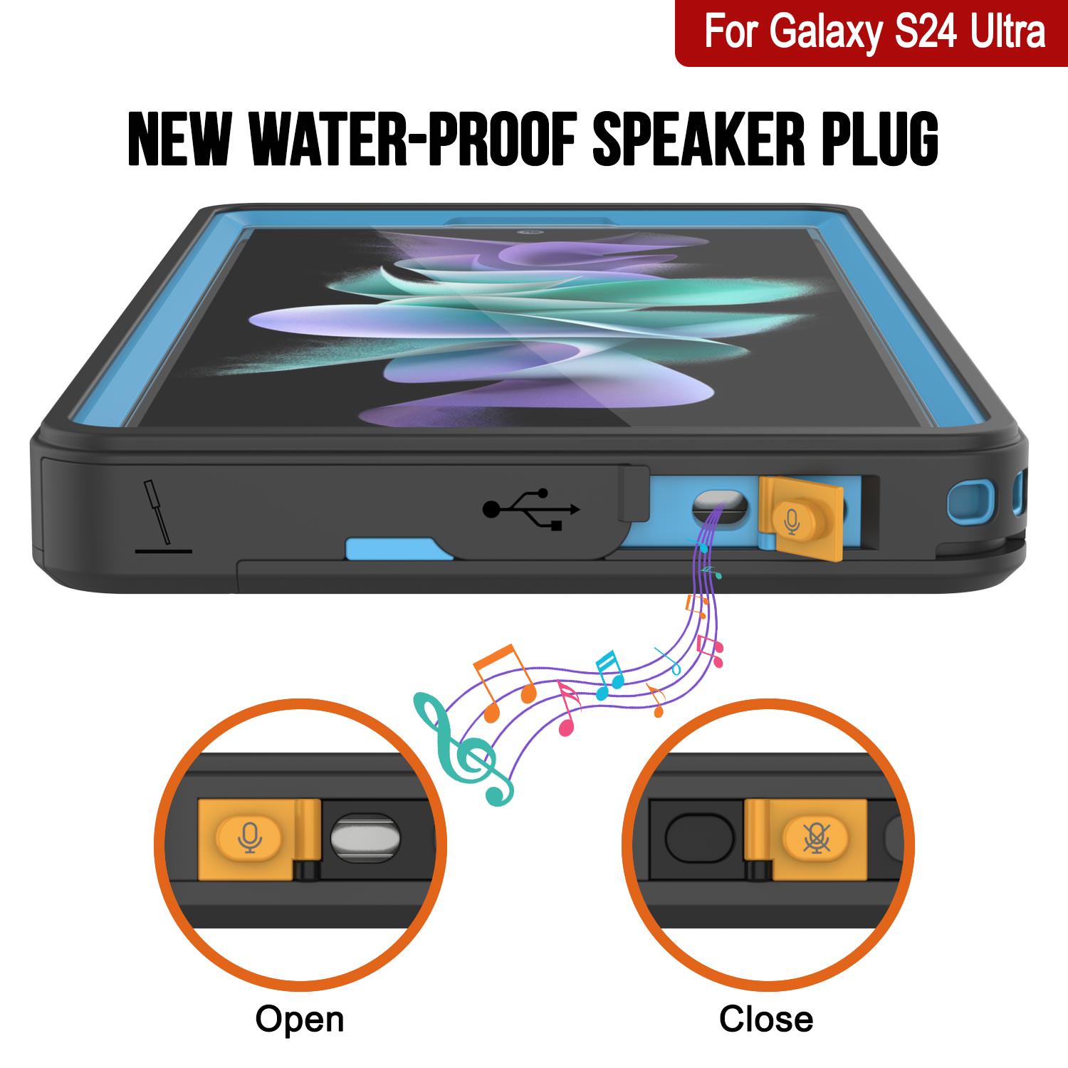 Galaxy S24 Ultra Waterproof Case PunkCase StudStar Light Blue Thin 6.6ft Underwater IP68 ShockProof