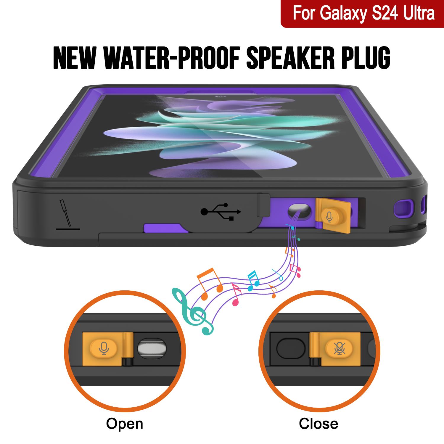 Galaxy S24 Ultra Waterproof Case PunkCase StudStar Purple Thin 6.6ft Underwater IP68 Shock/Snow Proof