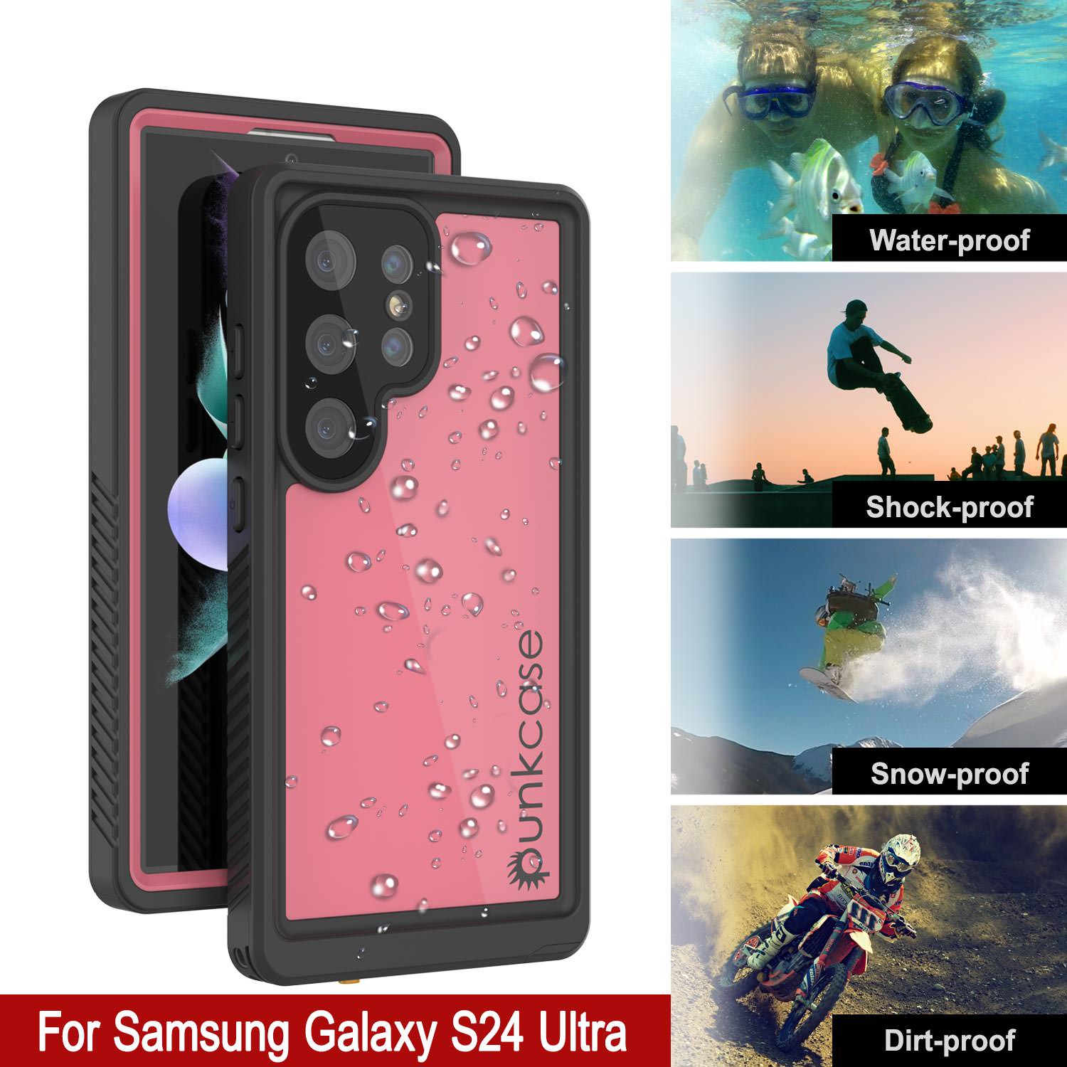 Galaxy S25 Ultra Waterproof Case PunkCase StudStar Pink Thin 6.6ft Underwater IP68 Shock/Snow Proof