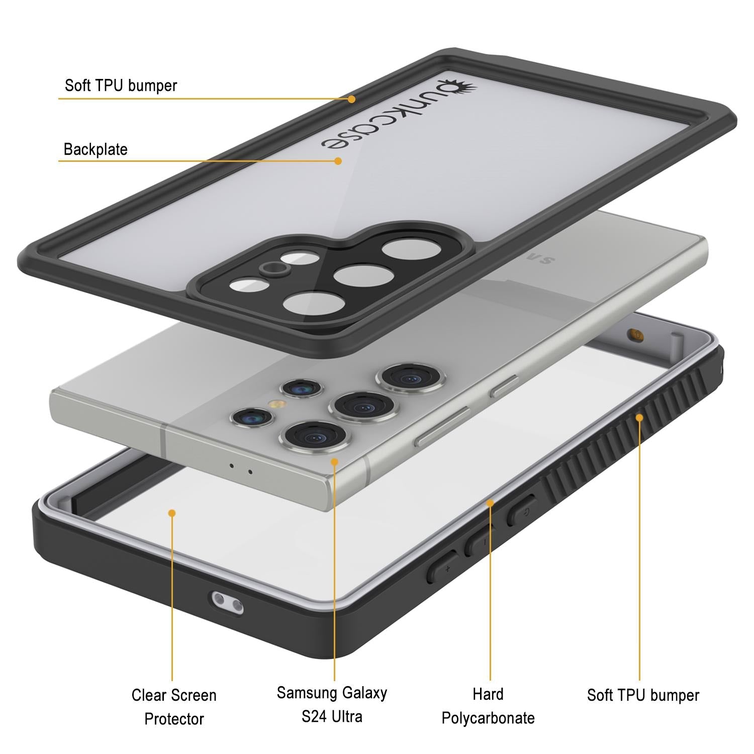 Galaxy S25 Ultra Waterproof Case, Punkcase StudStar White Thin 6.6ft Underwater IP68 Shock/Snow Proof