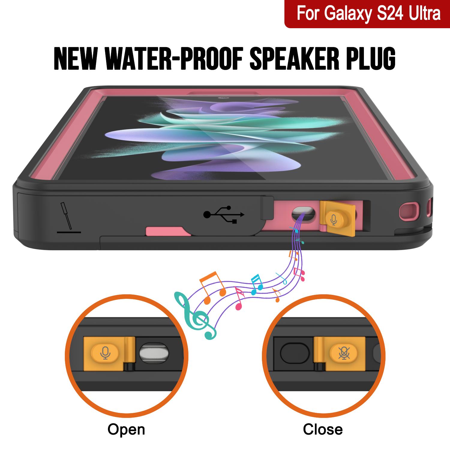 Galaxy S24 Ultra Waterproof Case PunkCase StudStar Pink Thin 6.6ft Underwater IP68 Shock/Snow Proof