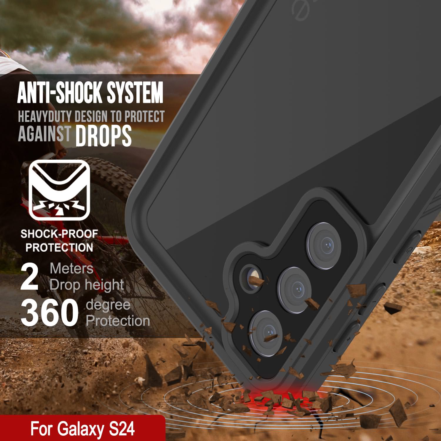 Galaxy S25 Waterproof Case PunkCase StudStar Black Thin 6.2ft Underwater IP68 Shock/Snow Proof