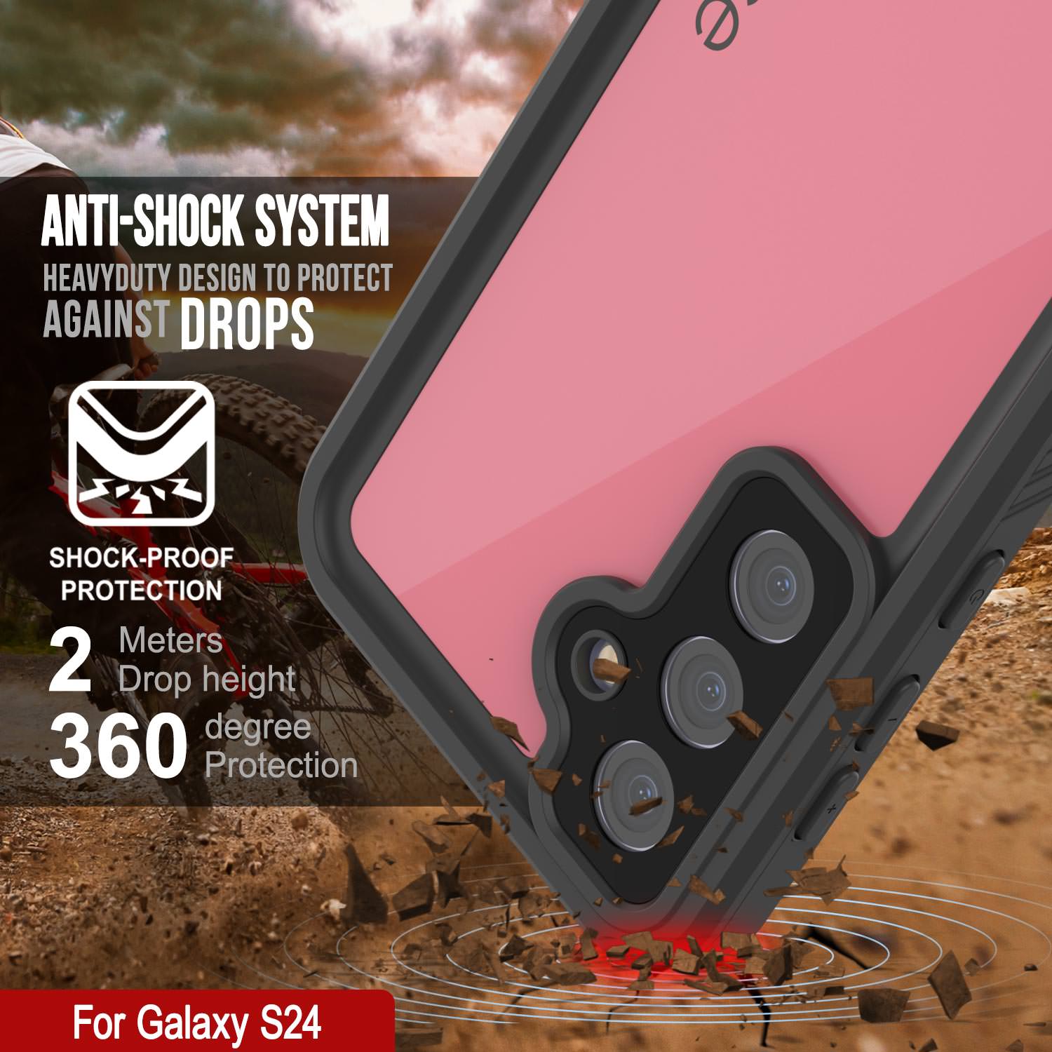 Galaxy S24 Waterproof Case PunkCase StudStar Pink Thin 6.2ft Underwater IP68 Shock/Snow Proof