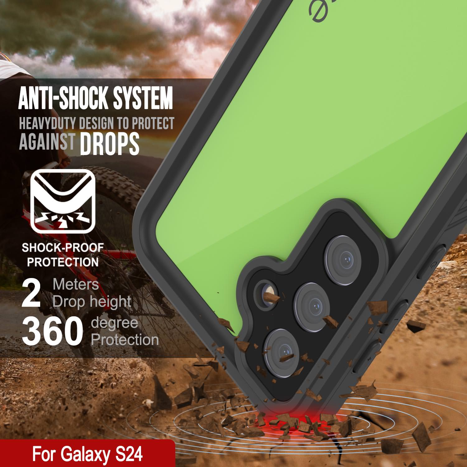 Galaxy S25 Waterproof Case PunkCase StudStar Light Green Thin 6.2ft Underwater IP68 ShockProof