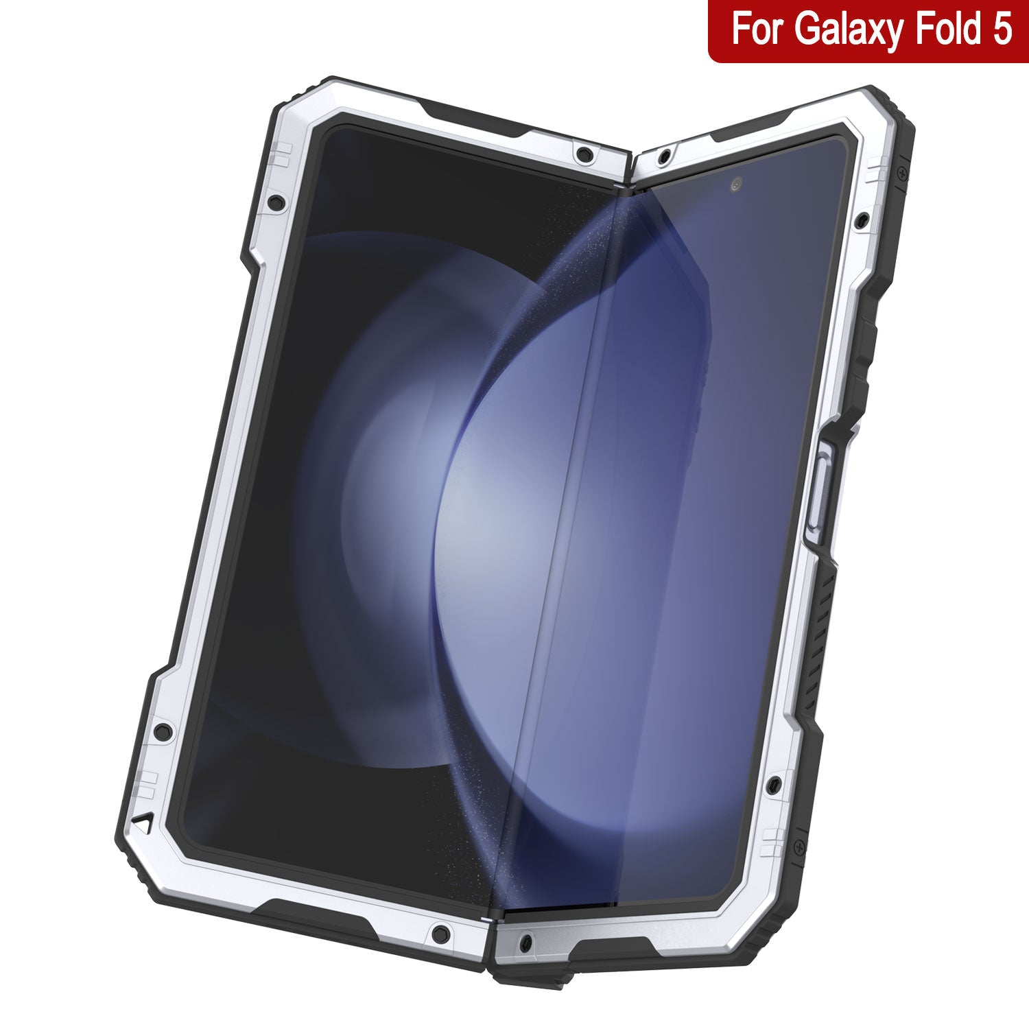 Galaxy Z Fold5 Metal Case, Heavy Duty Military Grade Armor Cover Full Body Hard [White]