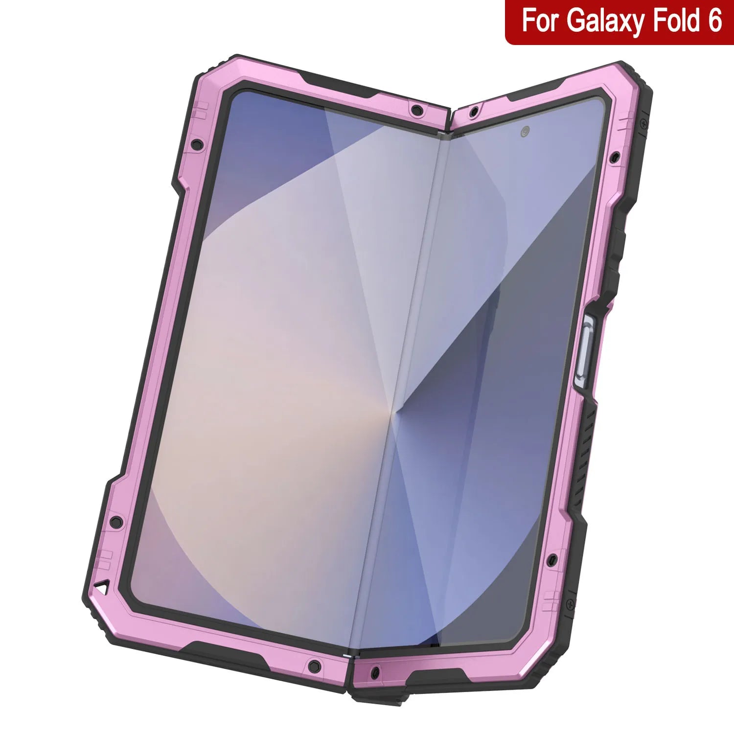 Galaxy Z Fold6 Metal Case, Heavy Duty Military Grade Armor Cover Full Body Hard [Pink]