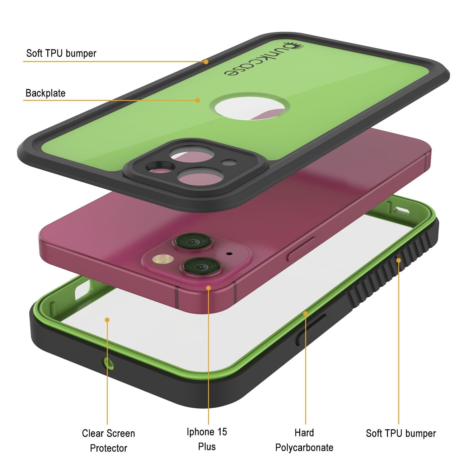 iPhone 16 Plus Waterproof IP68 Case, Punkcase [Light green] [StudStar Series] [Slim Fit] [Dirtproof]