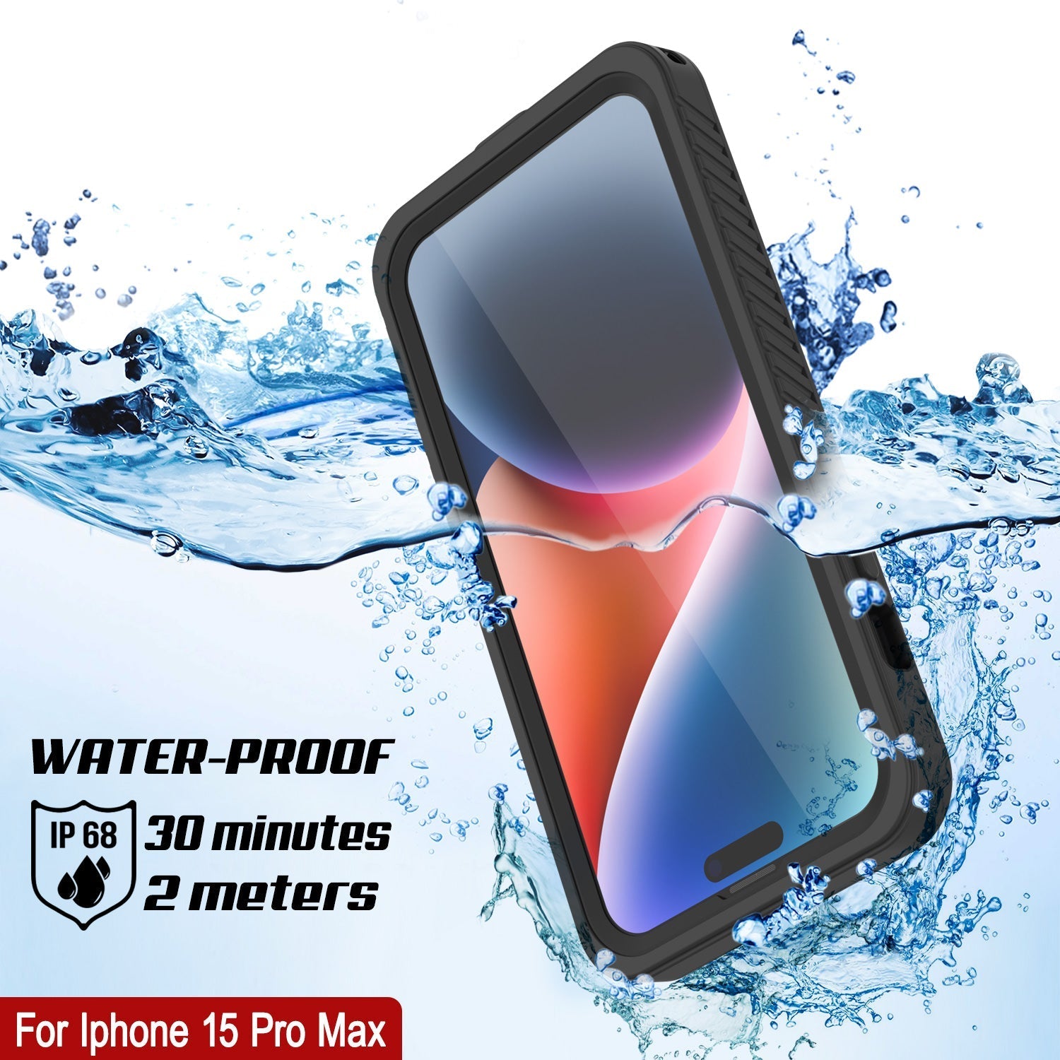 iPhone 16 Pro Max Waterproof Case, Punkcase [Extreme Series] Armor Cover W/ Built In Screen Protector [Black]