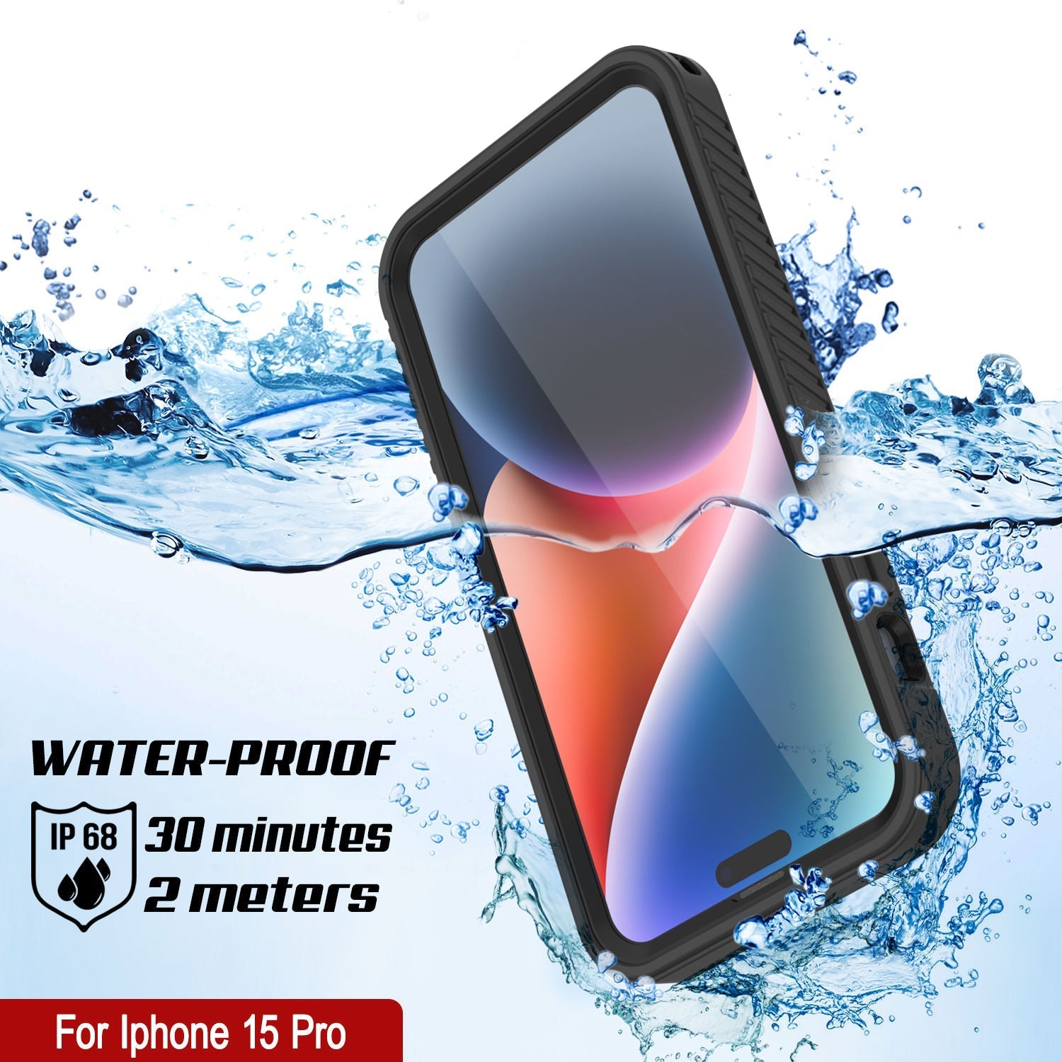 iPhone 16 Pro Waterproof IP68 Case, Punkcase [Clear] [StudStar Series] [Slim Fit] [Dirtproof]