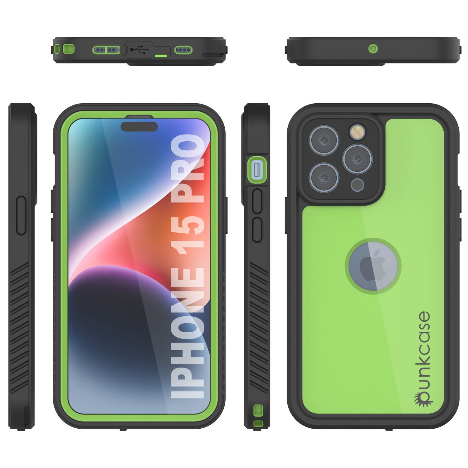 iPhone 16 Pro Waterproof IP68 Case, Punkcase [Light green] [StudStar Series] [Slim Fit] [Dirtproof]