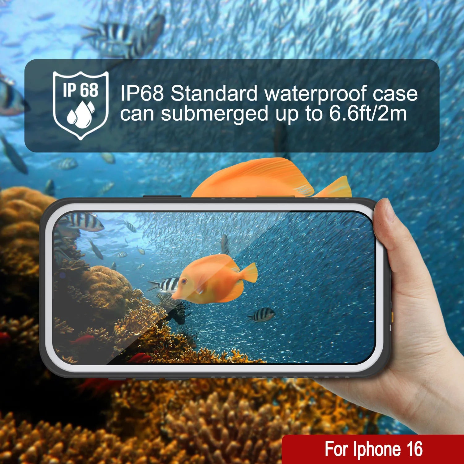 iPhone 16 Waterproof Case, Punkcase [Extreme Series] Armor Cover W/ Built In Screen Protector [White]