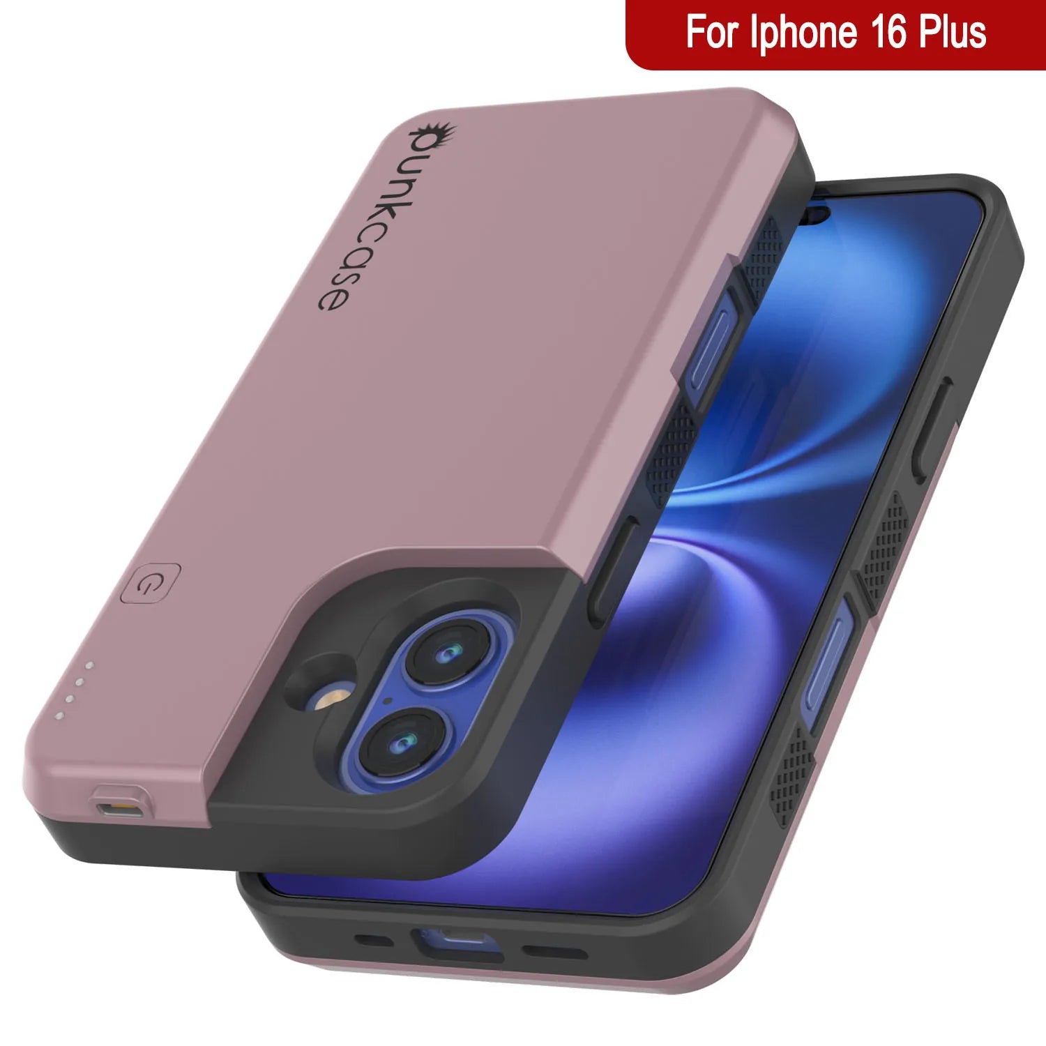 iPhone 16 Plus Battery Case, PunkJuice 8000mAH Fast Charging MagSafe Power Bank W/ Screen Protector | [Rose-Gold]