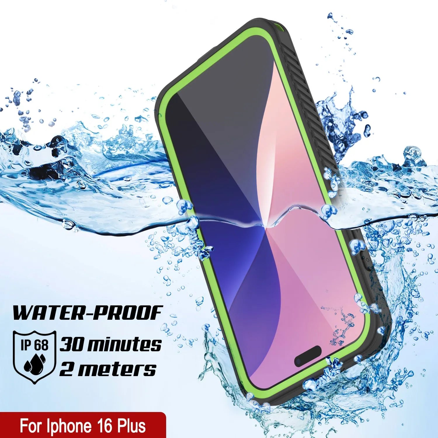 iPhone 16 Plus Waterproof Case, Punkcase [Extreme Mag Series] Armor Cover W/ Built In Screen Protector [Green]