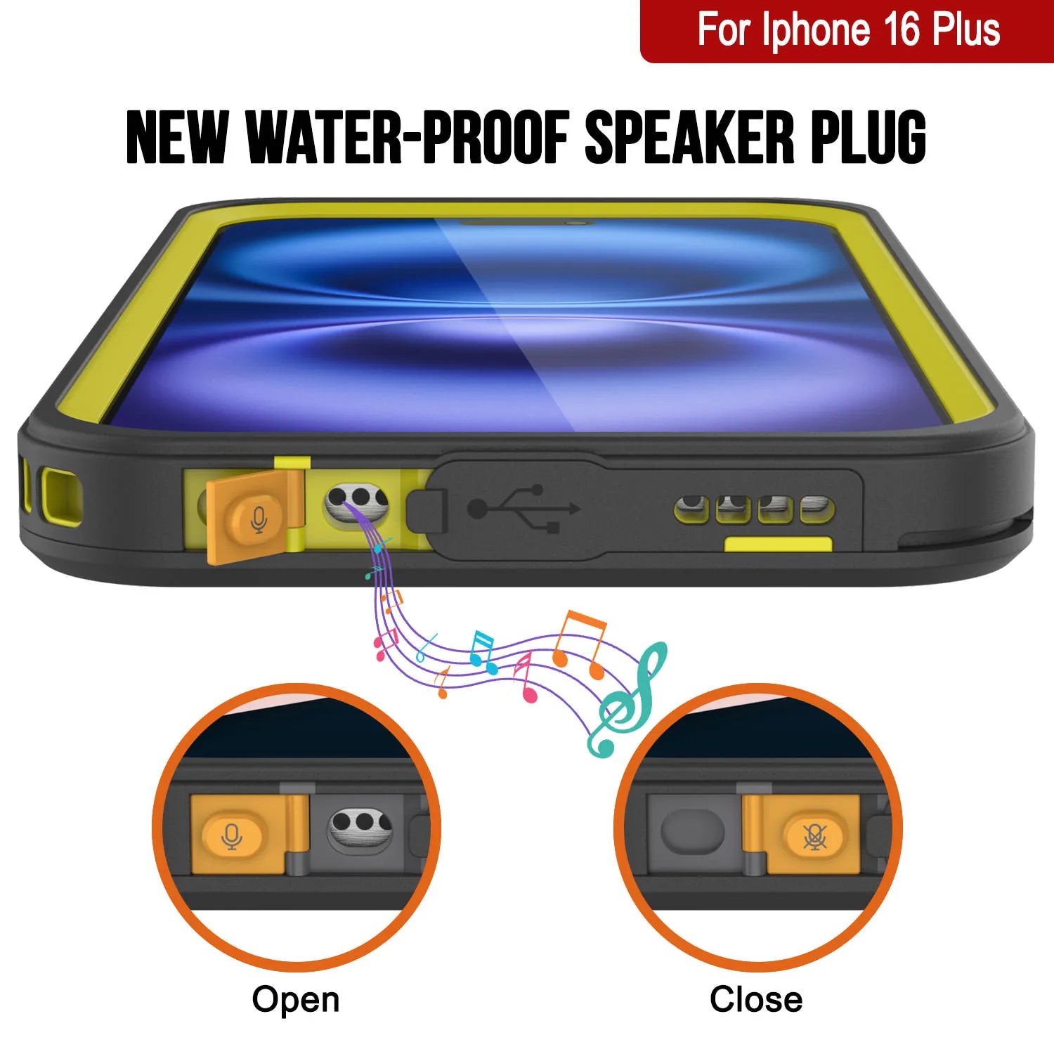 iPhone 16 Plus Waterproof Case, Punkcase [Extreme Series] Armor Cover W/ Built In Screen Protector [Yellow]