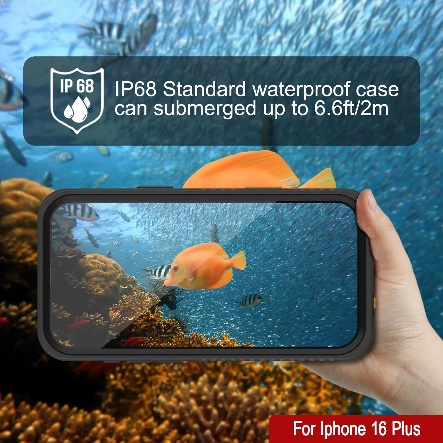 iPhone 16 Plus Waterproof Case, Punkcase [Extreme Series] Armor Cover W/ Built In Screen Protector [Black]