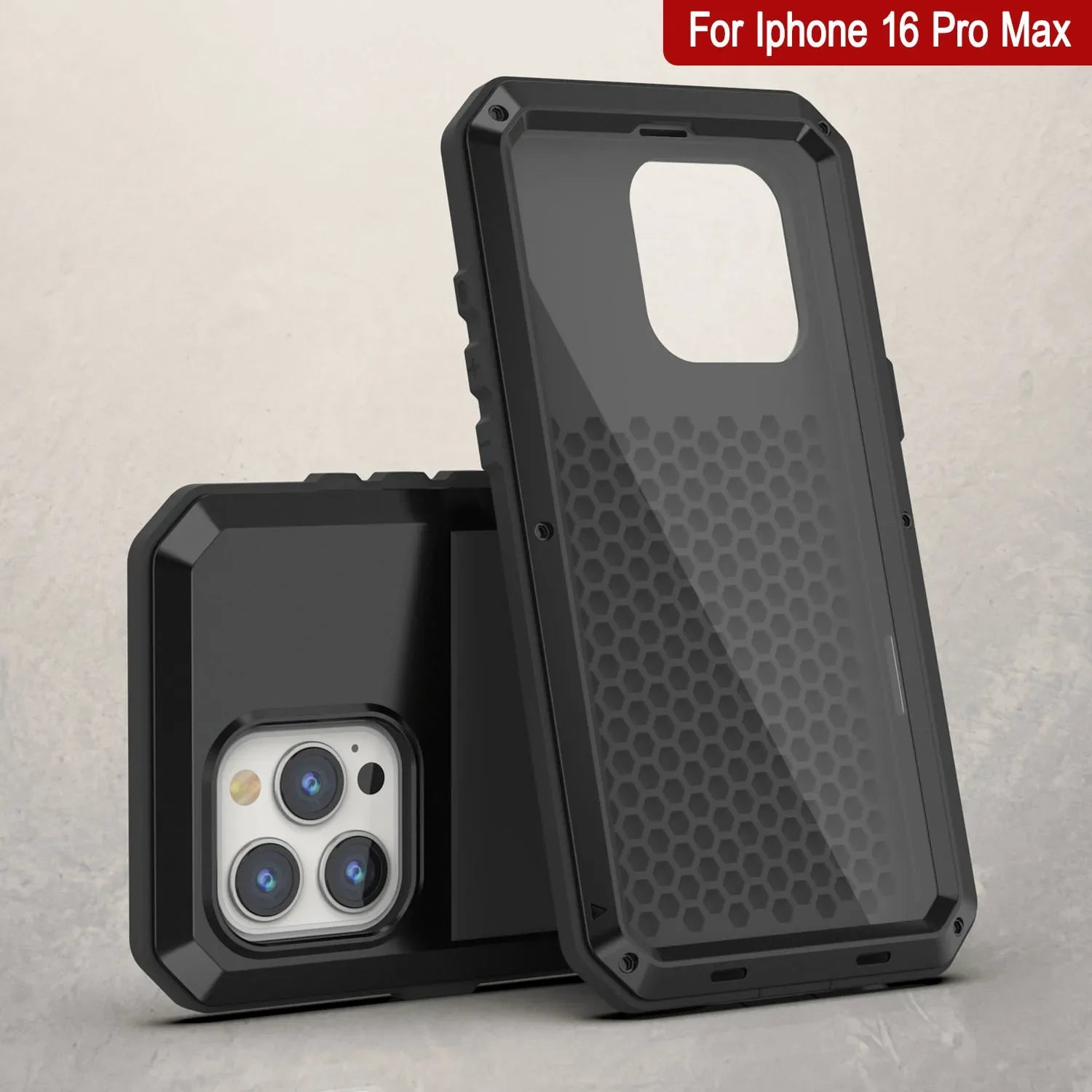 iPhone 16 Pro Max Metal Case, Heavy Duty Military Grade Armor Cover [shock proof] Full Body Hard [Black]