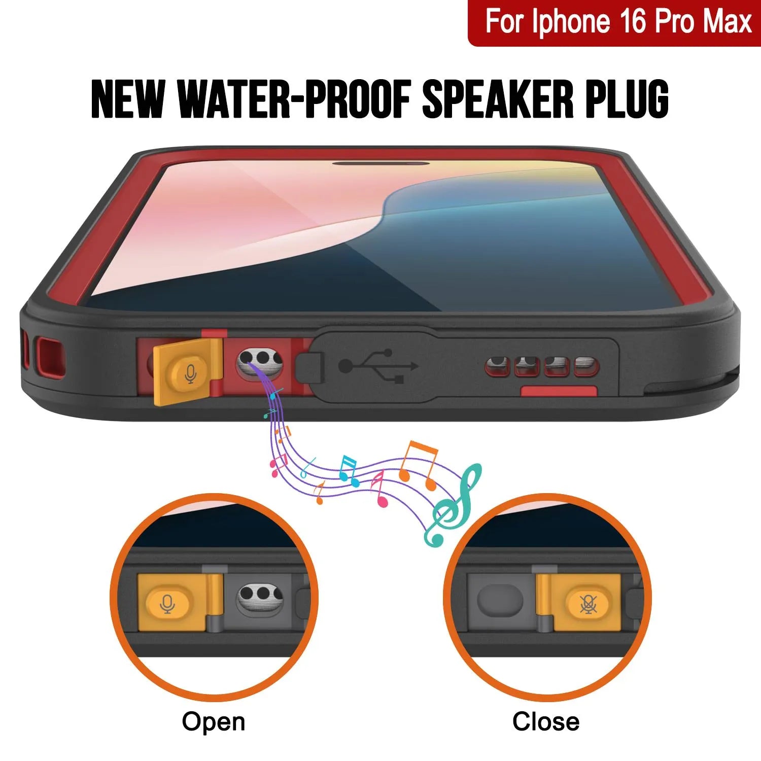 iPhone 16 Pro Max Waterproof Case, Punkcase [Extreme Mag Series] Armor Cover W/ Built In Screen Protector [Red]