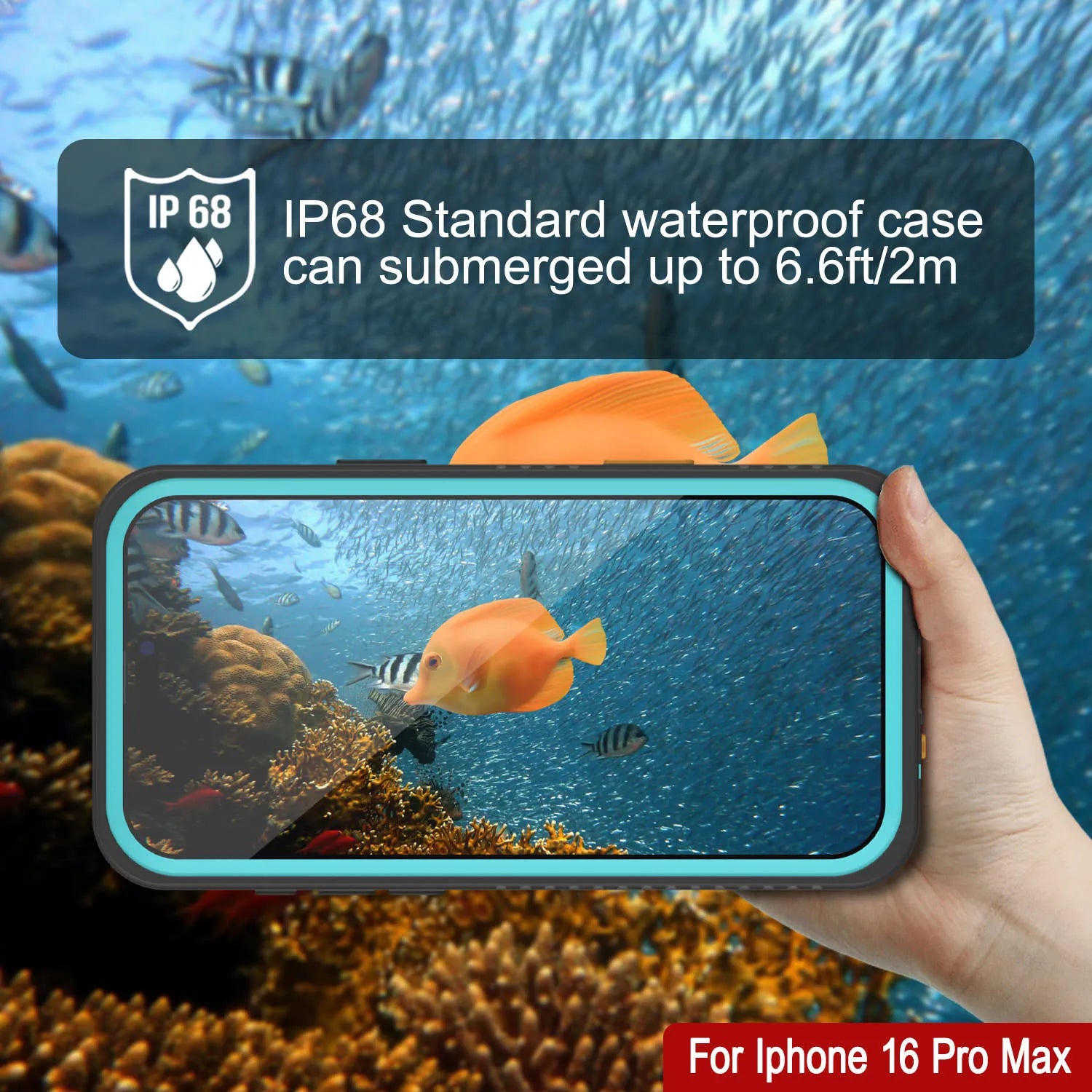 iPhone 16 Pro Max Waterproof Case, Punkcase [Extreme Series] Armor Cover W/ Built In Screen Protector [Teal]