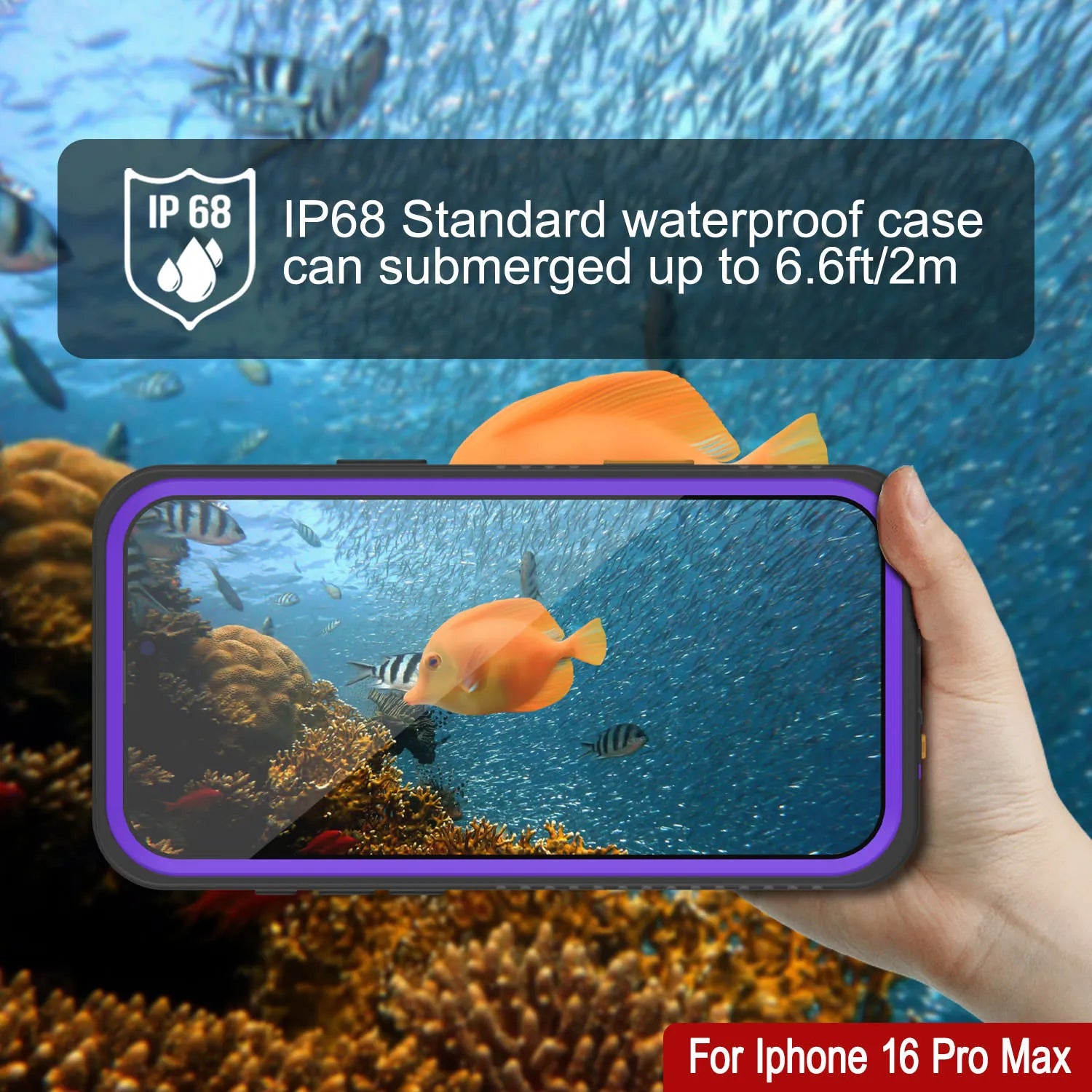 iPhone 16 Pro Max Waterproof Case, Punkcase [Extreme Series] Armor Cover W/ Built In Screen Protector [Purple]